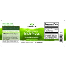 Swanson Irish Moss Full Spectrum 400 mg 60 Capsule – Muschi Irlandez pentru Vitalitate Beneficii Irish Moss: sustine sanatatea t
