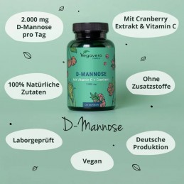 VegaVero D-Mannose 500 mg 120 capsule - Suport tract urinar si confort Beneficii D-Mannose: nu interferează cu reglarea normală 