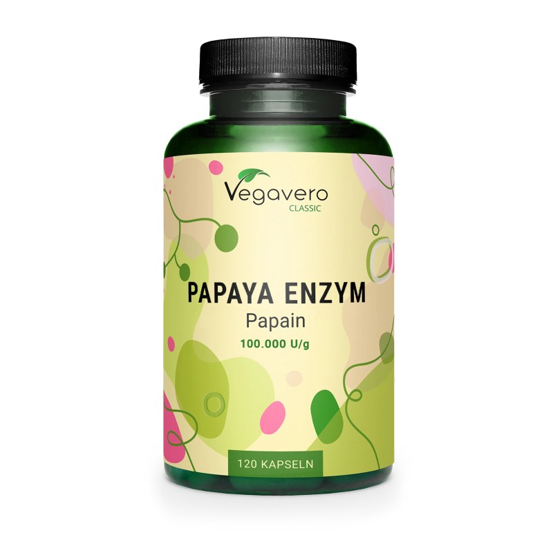 Vegavero Papaya Enzyme 120 Capsule – Enzime Digestive Naturale Beneficii Papaya: arzator de grasimi, ajuta la inlaturarea celuli