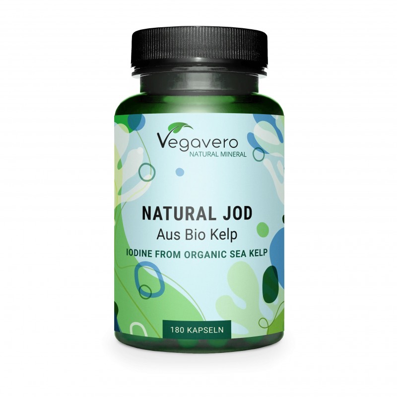 Vegavero Iod Organic Natural 180 capsule - Tiroida si Metabolism Beneficii Iod: menține un metabolism normal, acționează ca un a