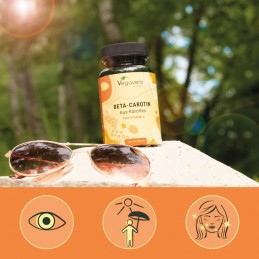 Vegavero Beta Carotene 180 Capsule – Piele Luminoasa BENEFICII BETA CAROTENE: dezvolta un bronz auriu, contribuie la protejarea 