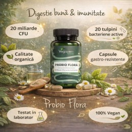 Vegavero Pro-Bio 20 Mld CFU 20 Tulpini 60 Capsule – Digestie Produsul nostru furnizează 15 miliarde CFU din 15 dintre cele mai c
