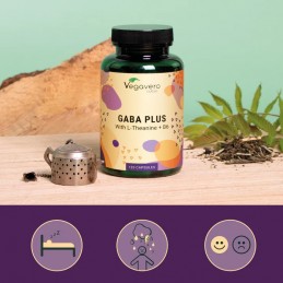 Vegavero GABA + L-Teanina + Vitamina B6 120 Capsule – Relaxare Beneficii GABA: promoveaza relaxarea, sustine un somn linistit si