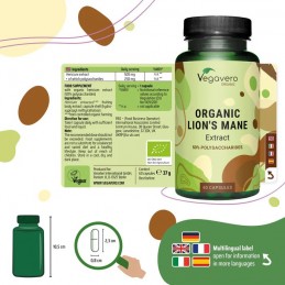 Vegavero Lion’s Mane 500 mg 60 Capsule – Concentrare & Memorie Lion's Mane Extract beneficii: nootropic, bun antioxidant, suport