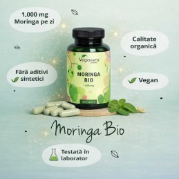 Vegavero Moringa 1000 mg 180 Tablete – Detox & Energie Moringa Oleifera beneficii: contine antioxidanti si compusi antiinflamato