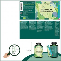 Vegavero Chlorella Spirulina Organic 1000mg 240 Capsule - Suport Imunitate Chlorella + Spirulina Organica beneficii: protejeaza 