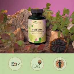 Vegavero Berberina 500mg 120 Capsule - Control Glicemie Metabolism Beneficii Berberina: Berberin este un supliment alimentar de 