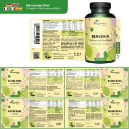 Vegavero Berberina 500mg 120 Capsule - Control Glicemie Metabolism Beneficii Berberina: Berberin este un supliment alimentar de 