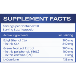 HS Labs CLA Ceai Verde L-Carnitină 90 capsule – Suport Definire Beneficii CLA+Ceai Verde+L-Carnitina: CLA reduce grasimea corpor