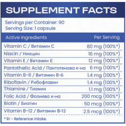 HS Labs Vitamin B Complex 90 tablete – Energie si Sistem Nervos B complex beneficii: Susține funcția cardiovasculară și producți