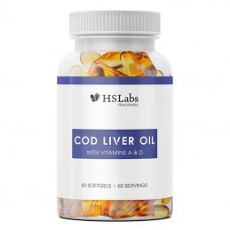 HS Labs Ulei Ficat de Cod 500 mg 60 capsule – Omega 3 Natural Beneficii Ulei de ficat de cod: susține buna funcționare a sistemu
