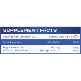 HS Labs Magneziu Citrat Pudra 200 g – Suport Muscular si Antistres Beneficii magneziu citrat: regleaza tensiunea arteriala, mini