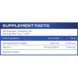 HS Labs Colagen Hidrolizat 400 g – Elasticitate si Mobilitate Beneficii Colagen Hidrolizat Pulbere: ajuta în producția de noi fi
