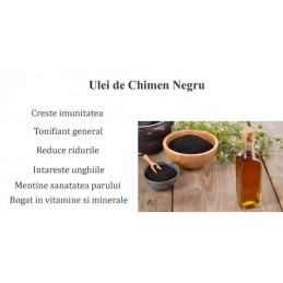 Chimen Negru ulei Organic, 120 capsule, Supliment tonifiant si imunostimulator Beneficii Ulei de Chimen Negru Bio: stimuleaza si