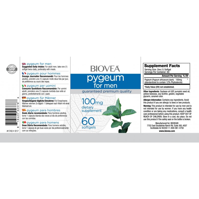 Biovea Pygeum 100 mg 60 Capsule, prostata barbati - 1 | YEO