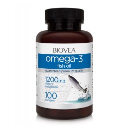 Biovea Omega 3, ulei de peste, 1200 mg, 100 capsule Omega 3 sprijină sănătatea cardiovasculară prin scăderea tensiunii arteriale