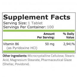 Supliment alimentar Vitamina B6 (Pyridoxine HCI) 50 mg 100 pastile- Pure Nutrition USA Beneficii importante Vitamina B6: crește 