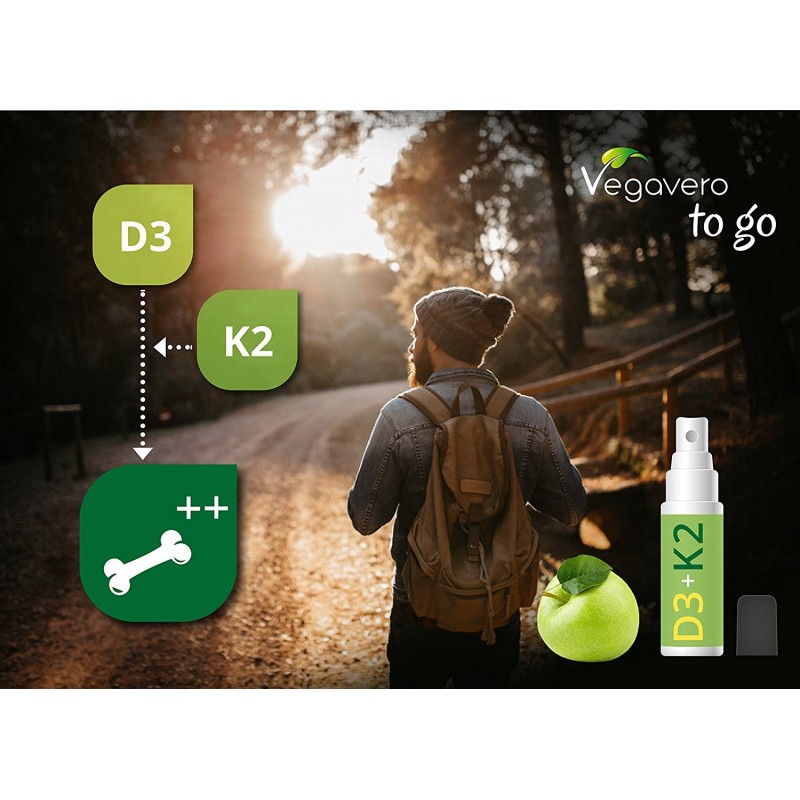 Vegavero Vitamina D3 + K2 (MK-7) Spray | Doar un spray pe zi, 4 luni - 2 | YEO