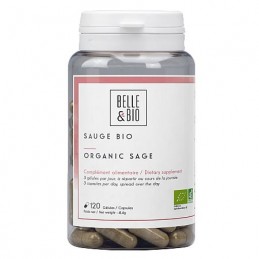 Belle&Bio Salvie Bio (Salvia officinalis - Sauge Bio) 120 Capsule Beneficii supliment Salvie: remineralizarea oaselor, reduce tr