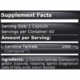 Pure Nutrition USA L-Carnitina 1000 mg 60 capsule (Arde grasimea, inhiba pofta de mancare) Beneficii Carnitina: buna pentru slab