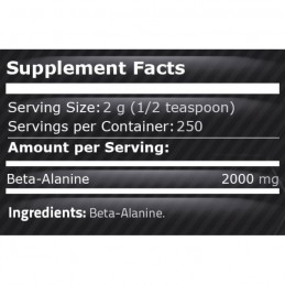 Pure Nutrition USA Beta Alanina 500 grame (Oxid Nitric, vasodilatator) Beneficii Beta Alanina: formarea, cresterea si mentinerea