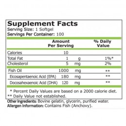 Omega 3, 1000mg, 100 Gelule, 180 EPA si 120 DHA, Pure Nutrition USA Beneficiile Omega 3 ulei de peste: ofera un raport de 3:2 ba