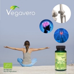 Vegavero Iod Organic Natural 180 capsule - Tiroida si Metabolism Beneficii Iod: menține un metabolism normal, acționează ca un a