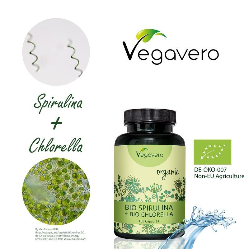 Chlorella + Spirulina Organica 240 Capsule, Vegavero - 1 | YEO