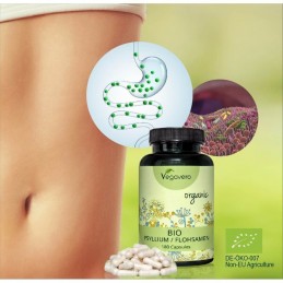 Vegavero Psyllium Organic 180 capsule Beneficii Psyllium: regleaza digestia, are un continut bogat de fibre, mentine sanatatea i