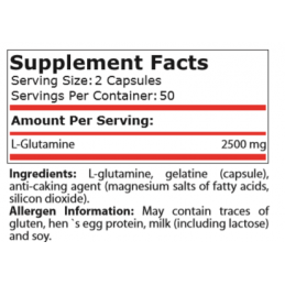 Pure Nutrition USA L-Glutamina 1250 mg 100 Capsule Beneficii L-Glutamina: poate ajuta recuperarea dupa exercitii fizice, aminoac