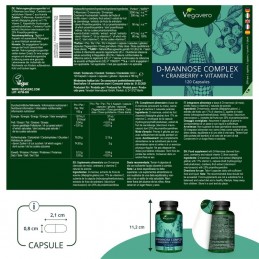 VegaVero D-Mannose 500 mg 120 capsule - Suport tract urinar si confort Beneficii D-Mannose: nu interferează cu reglarea normală 