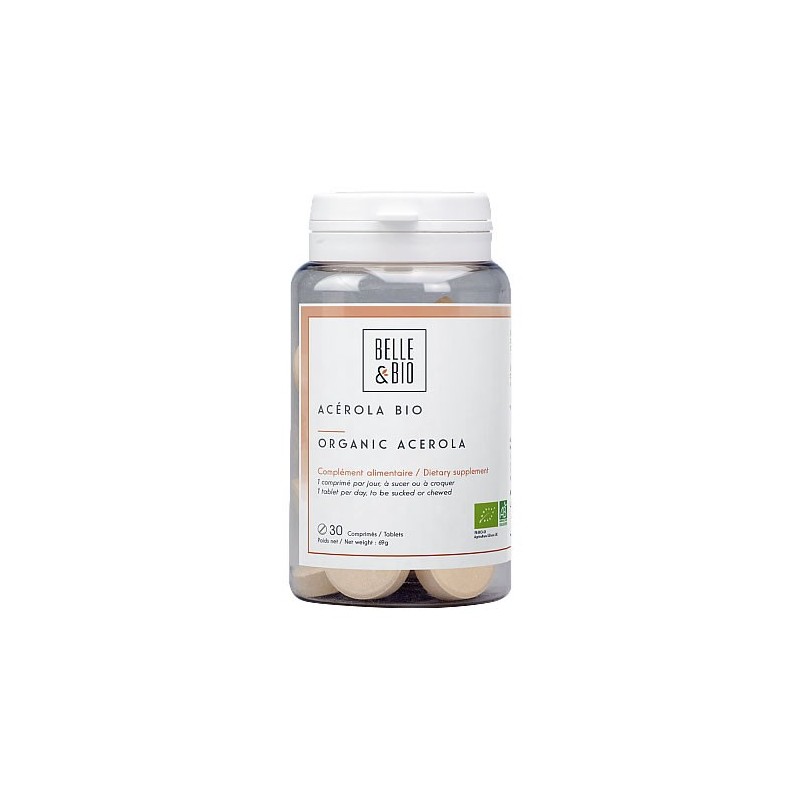 Acerola Bio, 30 comprimate, Minimizeaza oboseala, are proprietati antioxidante, ofera energie Beneficii Acerola Bio: minimizeaza