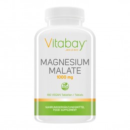 Vitabay Magneziu Malat 1000 mg - 180 Tablete Vegan Beneficii Malat de Magneziu: ajuta la eliminarea metalelor grele din organism