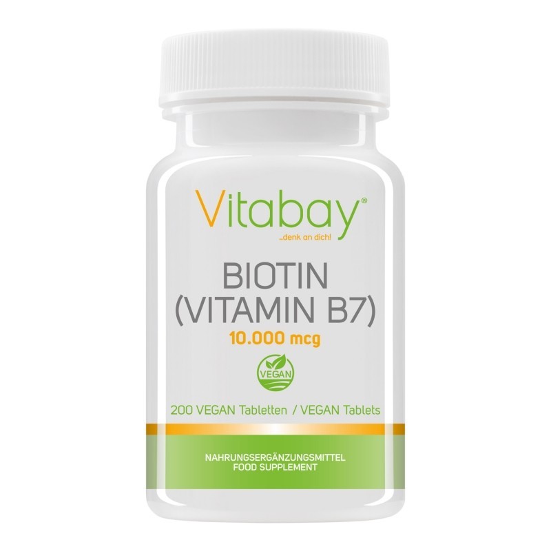 Biotina 10.000 mcg - 10 mg - 200 Tablete, Vitabay - 1 | YEO