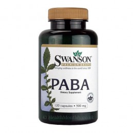 Swanson PABA 500 mg – 120 Capsule – Sanatatea Pielii si Protectie Antioxidanta Beneficii Paba: Vitamina B, Antioxidant puternic,