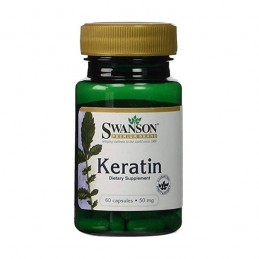 Swanson Keratin 50 mg 60 capsule - Par Puternic si Unghii Rezistente Beneficii Keratina: ceară naturală și pură, fabricat din lâ
