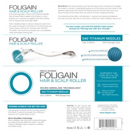 Rola cu micro ace, HAIR & SCALP ROLLER cu 540 Ace din Titan, Foligain FOLIGAIN HAIR &amp; SCALP ROLLER- Sporește absorbția trata