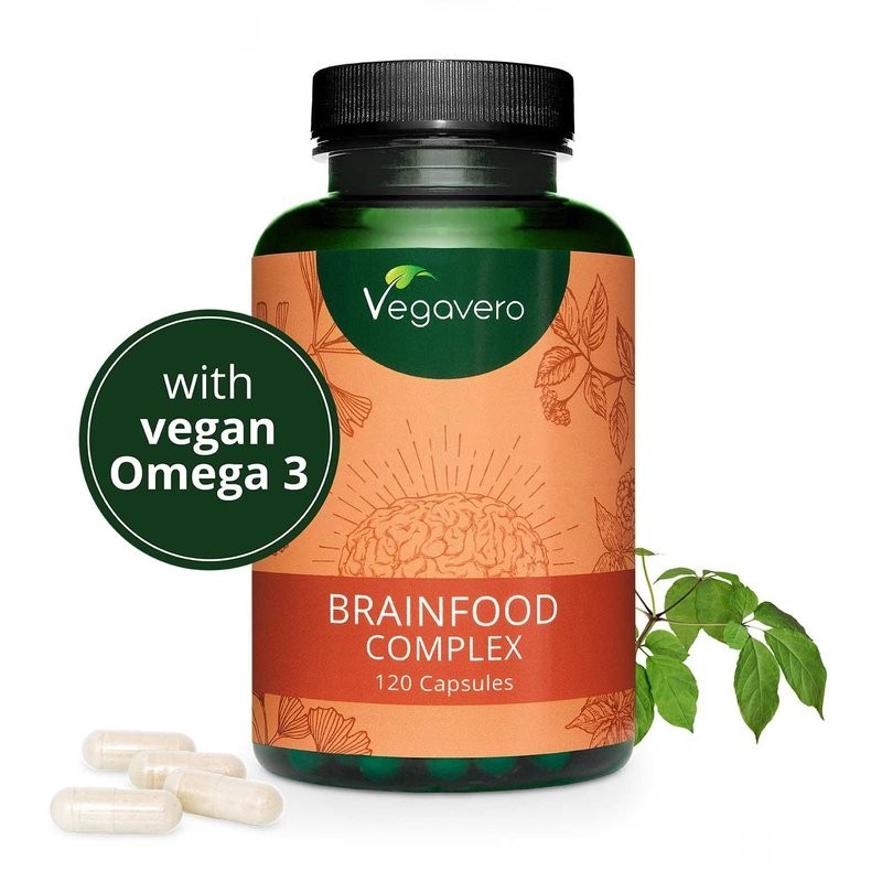 Vegavero Brainfood Complex 120 Capsule Suplimentele noastre complexe pentru creier conțin un amestec special de extracte și subs