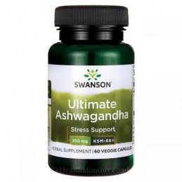 Ultimate Ashwagandha KSM-66 250mg 60 Capsule, Swanson Ultimate Ashwagandha KSM-66 beneficii: planta medicinala antica, reduce in