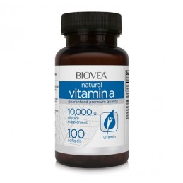 Biovea VITAMINA A - 10,000 IU, 100 Gelule Beneficii Vitamina A: Vitamina A este esentiala pentru sanatatea ochilor, ajuta la ech