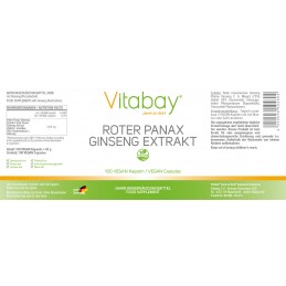 Supliment alimentar Ginseng rosu Extract 600 mg - 100 capsule vegane, Vitabay Beneficii Ginseng: tonic sexual, ajuta disfunctia 