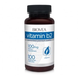 Biovea VITAMINA B2, 100mg, 100 Capsule Beneficii Vitamina B2: conversia proteinelor în energie, ajuta la prevenirea radicalilor 
