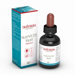 Nutrisan NutriVit D3 (Vitamina D3 picaturi lichida) 50 ml Beneficii Vitamina D3: contribuie la fixarea calciului in oase, scade 