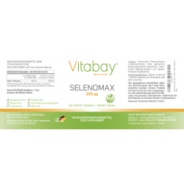 Vitabay Selenomax (Seleniu)  200 mcg - 60 Tablete Beneficii Seleniu: contribuie la funcționarea normală a tiroidei si a sistemul