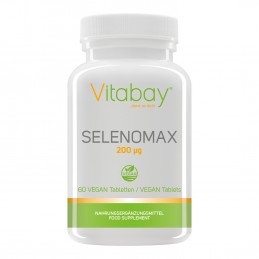 Vitabay Selenomax (Seleniu)  + 1 CADOU 200 mcg - 60 Tablete Beneficii Seleniu: contribuie la funcționarea normală a tiroidei si 