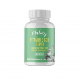 Vitabay Super Vitamina E 600 UI pe doza, doza mare, 100 Capsule vegan Beneficii Vitamina E: antioxidant puternic, ajută la forma