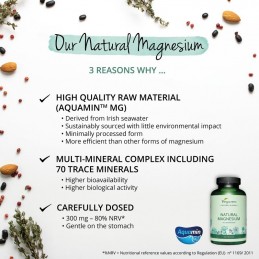 Vegavero Natural Magneziu 300 mg 180 Tablete Magneziul este foarte important pentru funcționarea normală a celulelor, nervilor, 