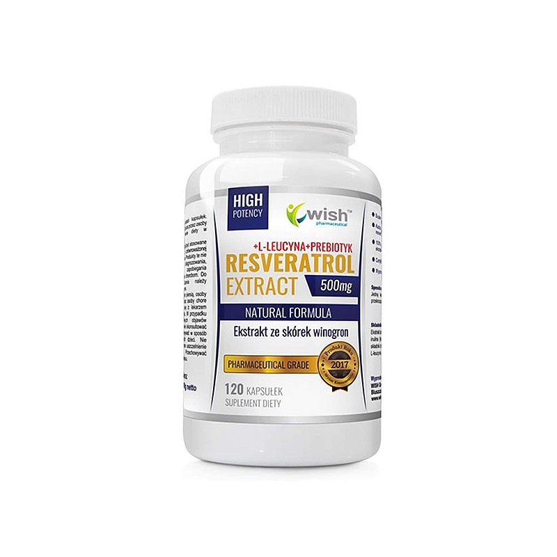 Resveratrol Extract + Inulina + L-Leucine 120 Capsule, Wish Resveratrol beneficii: mentine sanatatea colonului, antioxidant natu