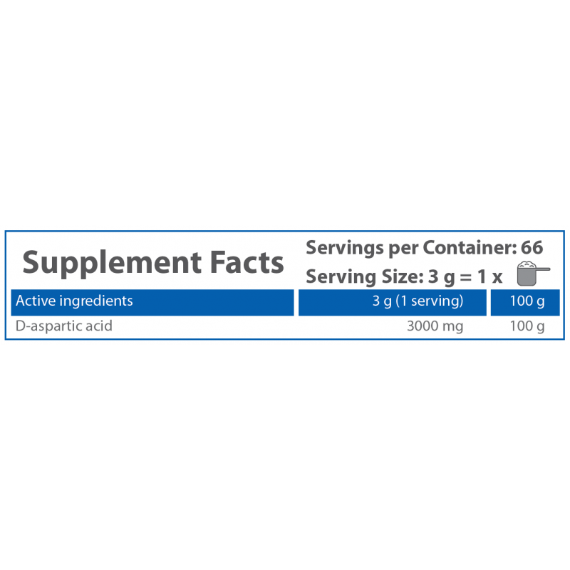 HS Labs DAA, D-Aspartic Acid pulbere 200 grame - 1 | YEO