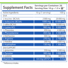 HS Labs EAA Complex 200 grame Beneficii EAA Complex: stimuleaza cresterea masei musculare, formula imbogatita cu arginina, gluta